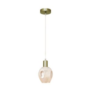 Colgante Meteoro 1xe27 Cuero/ambar Regx14 3 Oquedades