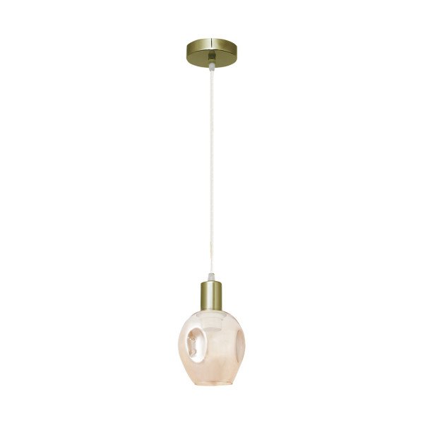 Colgante Meteoro 1xe27 Cuero/ambar Regx14 3 Oquedades