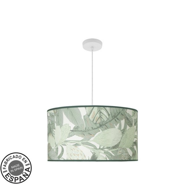 Colgante Moda 3xe27 Blanco/hoja Verde Regx50x50cm C/difusor