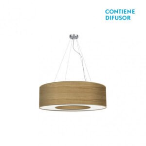 Colgante Peq. Haiti 4xe27 Cromo/Madera Clara Regx50x50 Cm