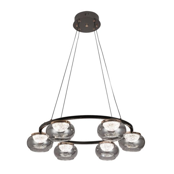 Colgante Pompeya 6l Negro 42w 3000-4000-6000k C/remoto Y Reg.intensidad 3780lm Regx67x67 Cm