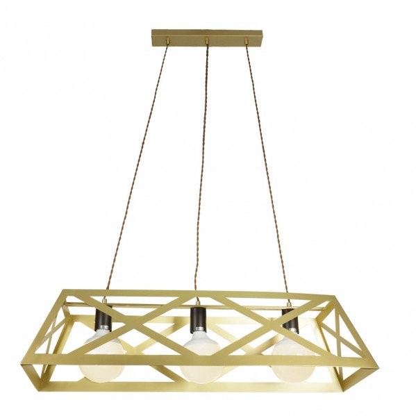 Colgante Rectangular Melli 3xe27 Oro Regx85x30 Cm