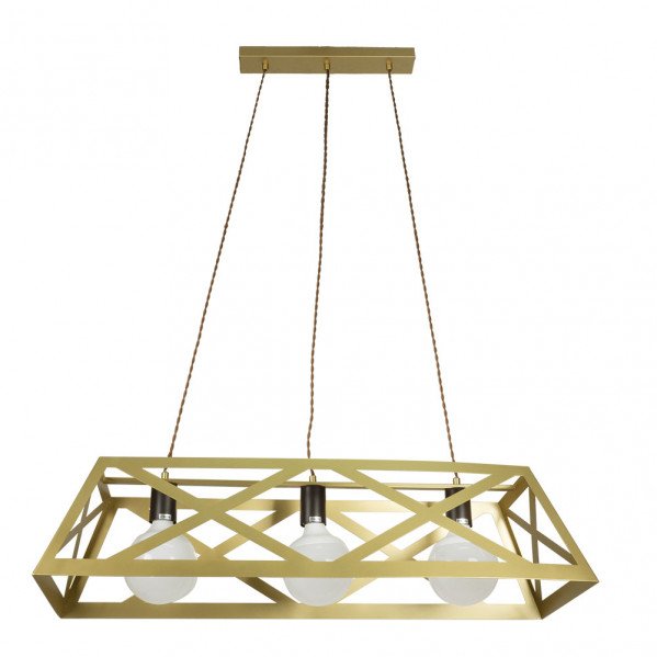 Colgante Rectangular Melli 3xe27 Oro Regx85x30 Cm