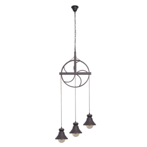 Colgante Rustico Rueca 3xe27 Marron