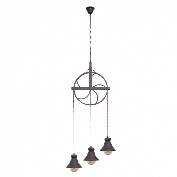 Colgante Rustico Rueca 3xe27 Marron