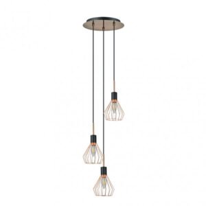Colgante San Petersburgo 3xe14 Negro/cobre Regx30x30 Cm