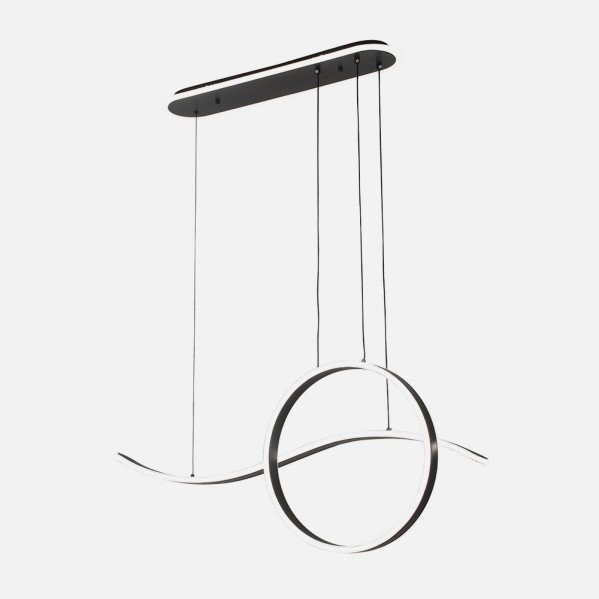 Colgante Style Negro 205w 3000-4000-6000k 17940lm C/luz Ambiente Remoto Y Reg.intensidad Regx100x15cm