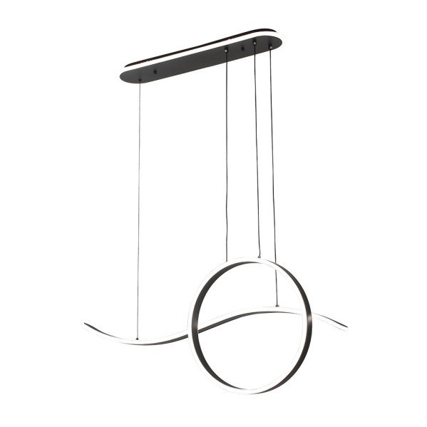 Colgante Style Negro 205w 3000-4000-6000k 17940lm C/luz Ambiente Remoto Y Reg.intensidad Regx100x15cm
