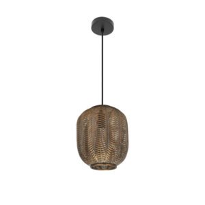 Colgante Trikala Negro/cuero Envejecido 1xe27 Regx25x25 Cm