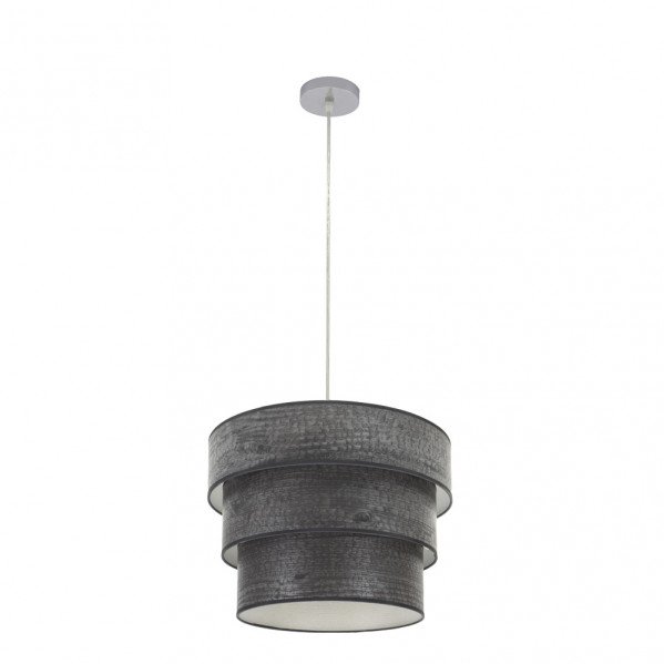 Colgante Triple Smile 1xe27 Cromo/Madera Negra Regx40x40 Cm