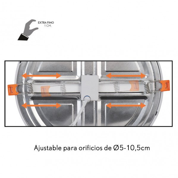 Downlight 8w 4000k Blanco Lejania 1x12x12 Cm 760lm Empotrar Corte Ajustable 5-10,5d