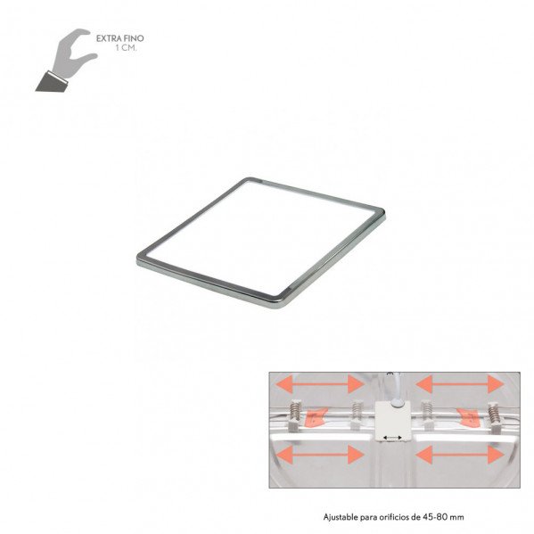 Downlight 8w 5500k Cromo Providencia 586lm 1x11,8x11,8 Cm De Empotrar Corte Ajustable 4,5x4,5-8x8 Cm