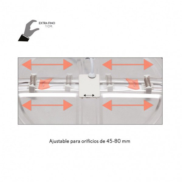 Downlight 8w 5500k Cromo Providencia 586lm 1x11,8x11,8 Cm De Empotrar Corte Ajustable 4,5x4,5-8x8 Cm