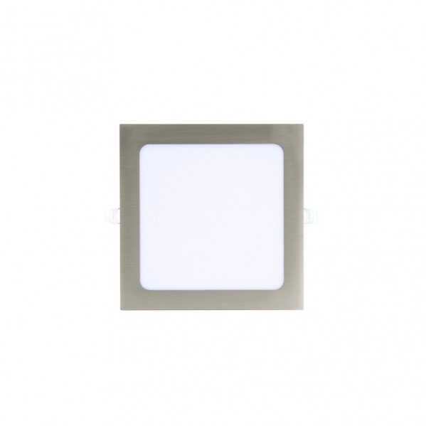 Downlight Basalto 12w 6500k Niquel Cuadrado 1080lm 2,5x17x17 Cm Corte 15,5x15,5 Cm