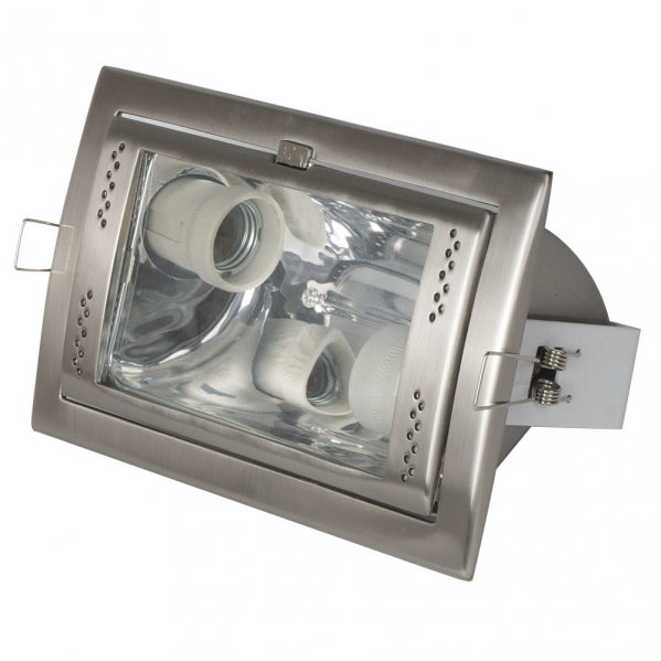 Downlight Rectangular Empotrar 2xe27 Niquel 10x21,5x14,5 Cm Corte 21,5x13,5cm