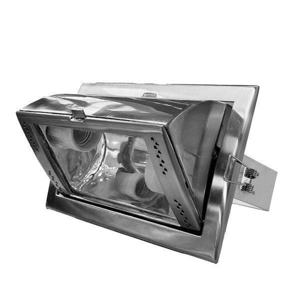 Downlight Rectangular Empotrar 2xe27 Niquel 10x21,5x14,5 Cm Corte 21,5x13,5cm