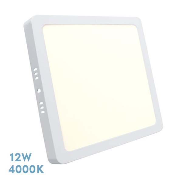 Downlight Superficie Cuadrado Selenita 12w 4000k Blanco 1080 Lm 2,8x17x17 Cm
