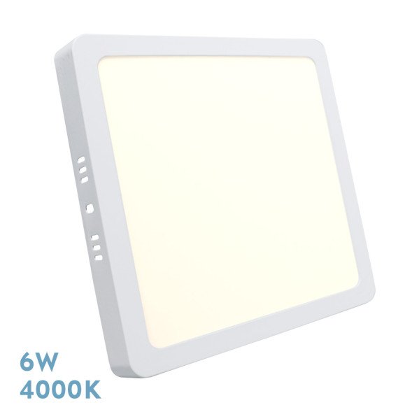 Downlight Superficie Cuadrado Selenita 6w 4000k Blanco 540 Lm 2,8x12x12 Cm