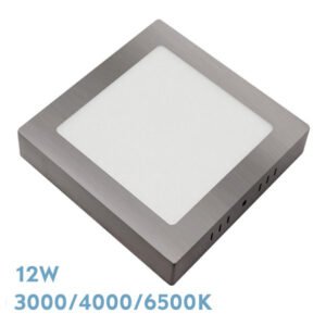 Downlight Superf.gabro 12w 3000k-4000k-6500k Niquel 1080lm 3,5x17x17 Cm