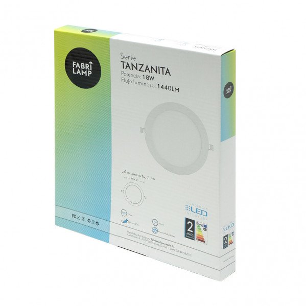 Downlight Tanzanita 18w 6500k Blanco 1440lm 1,3x21,8x21,8 Cm Corte 20,5d