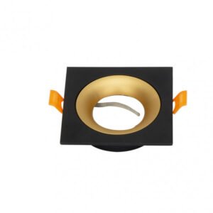 Empotrable Anou 1xgu10 Cuadrado Negro/oro 2x9,2x9,2 Cm 8 De Corte.c/portalampara