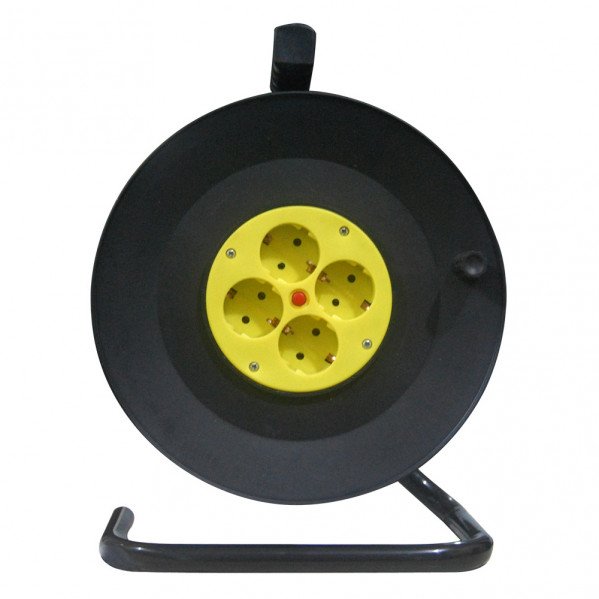 Enrollacable 4 Enchufes Cable 15m 3gx1,5mm Cobre C/termostato De Seguridad 3250w Max
