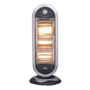 Estufa Elect.candente 1200w Negro/plata 3potencias Oscilante 3elememtos Asa Y Antivuelco 70x30x30cm