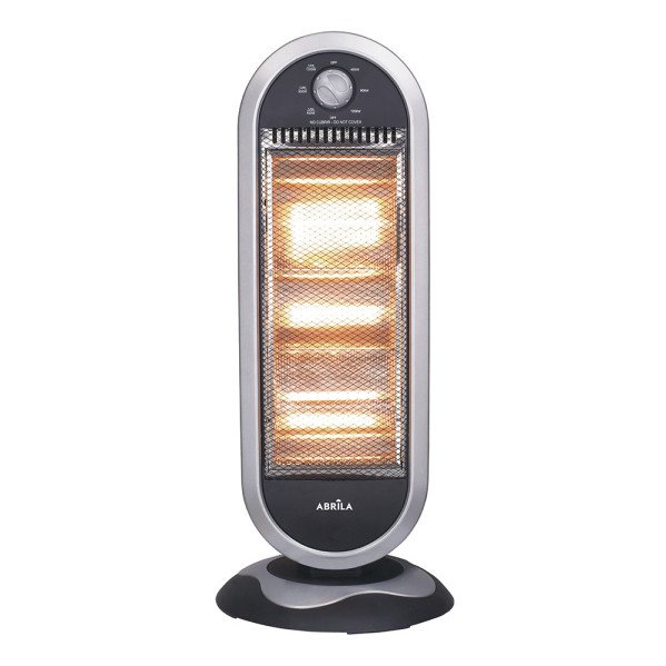 Estufa Elect.candente 1200w Negro/plata 3potencias Oscilante 3elememtos Asa Y Antivuelco 70x30x30cm