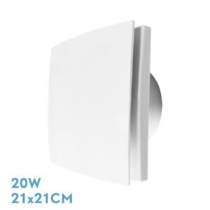 Extractor Baño Lille Blanco 20w 21x21x9,5cm Cuadrado Para Tubos 15cm
