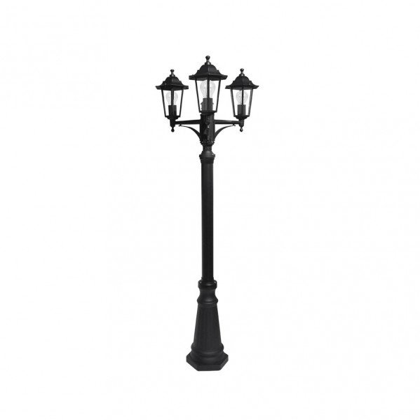 Farola Exterior Aluminio Auriga 3xe27 Negro Ip44 220x62x62 Cm Regulable En Altura