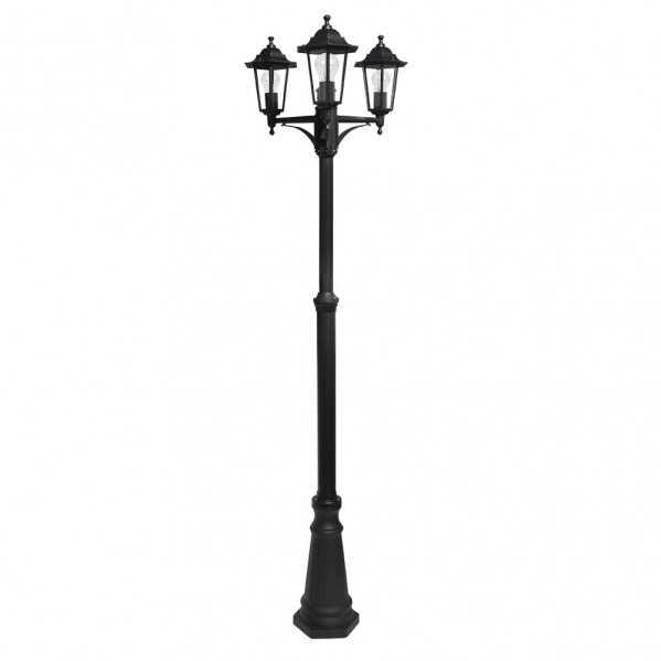 Farola Exterior Aluminio Auriga 3xe27 Negro Ip44 220x62x62 Cm Regulable En Altura