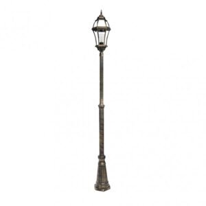 Farola Exterior Aluminio Becrux 1xe27 Neg/oro Ip44 234x25x25 Cm Regulable En Altura