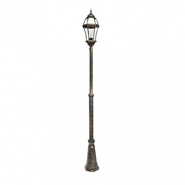Farola Exterior Aluminio Becrux 1xe27 Neg/oro Ip44 234x25x25 Cm Regulable En Altura