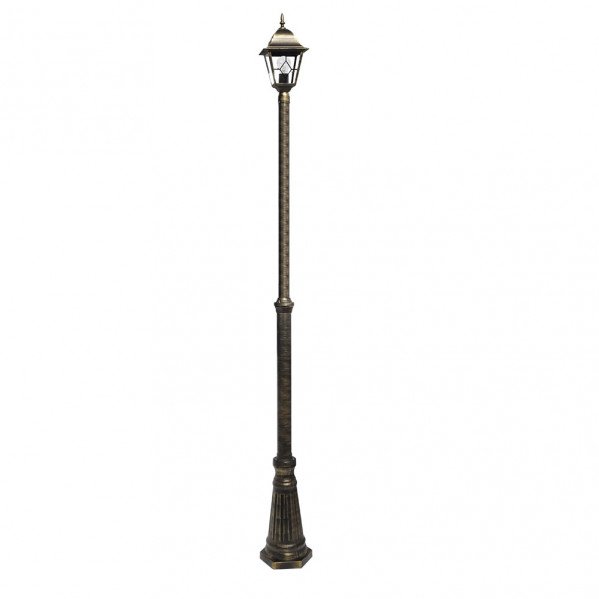 Farola Exterior Aluminio Bootes 1xe27 Neg/oro Ip44 220x18x18 Cm