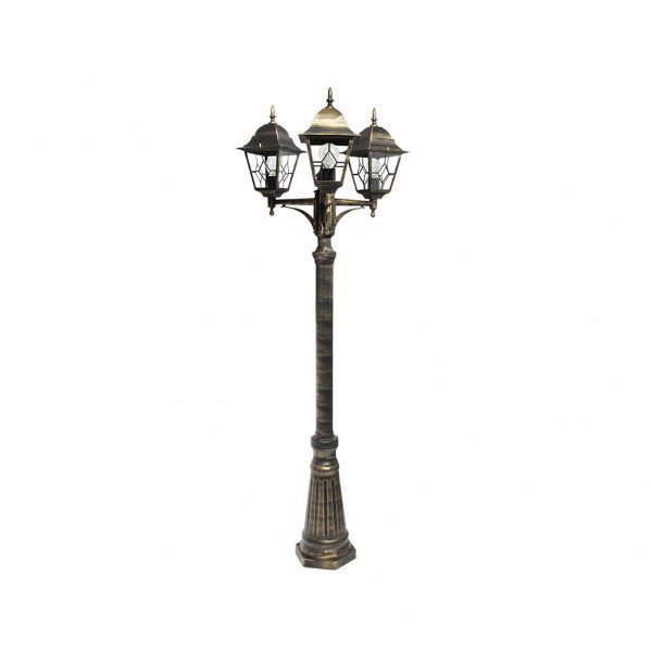 Farola Exterior Aluminio Bootes 3xe27 Neg/oro Ip44 228x62x62 Cm