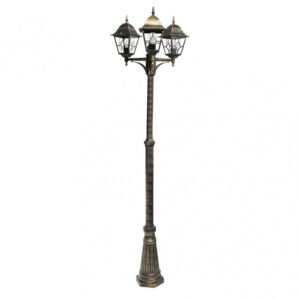 Farola Exterior Aluminio Bootes 3xe27 Neg/oro Ip44 228x62x62 Cm