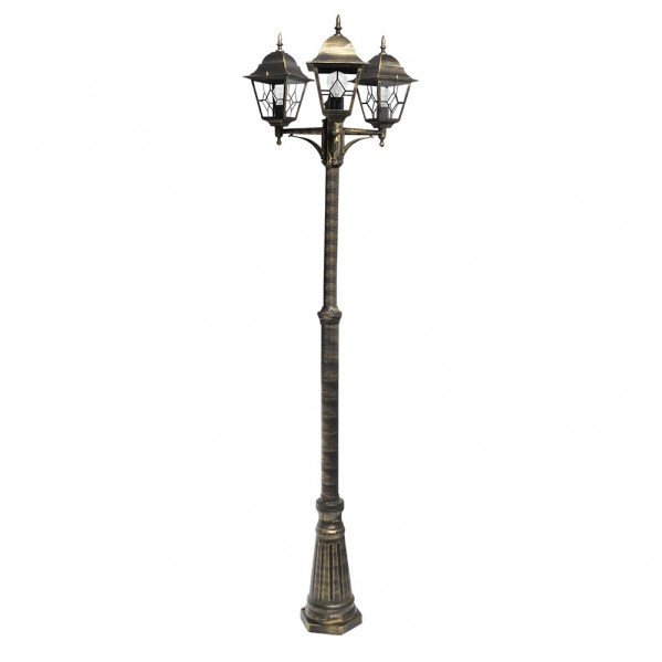 Farola Exterior Aluminio Bootes 3xe27 Neg/oro Ip44 228x62x62 Cm