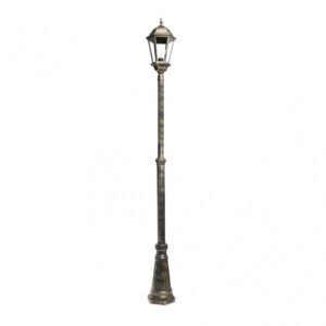 Farola Exterior Aluminio Regulus 1xe27 Negro/oro 230x25x25 Cm Regulable En Altura Ip44