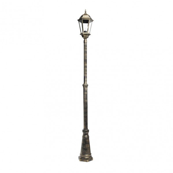 Farola Exterior Aluminio Regulus 1xe27 Negro/oro 230x25x25 Cm Regulable En Altura Ip44