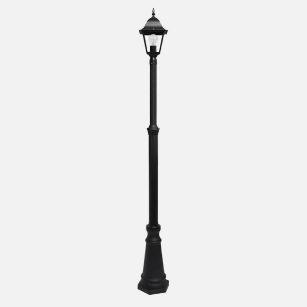 Farola Exterior Aluminio Spica 1xe27 Negro Ip44 220x20x20 Cm Regulable En Altura