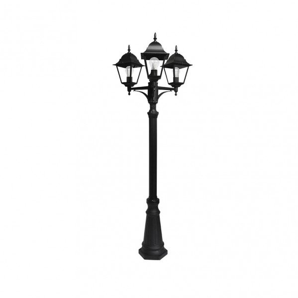 Farola Exterior Aluminio Spica 3xe27 Negro Ip44 220x62x62 Cm Regulable En Altura