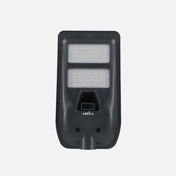 Farola Led Solar Bazan 100w 6500k Gris 1400lm Ip65 C/mando Sensor Movimiento Y Crepuscular 43x24x6cm