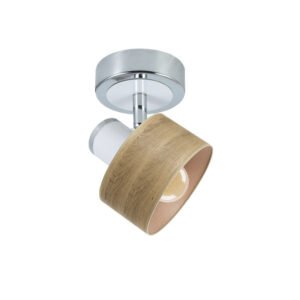 Foco Nando 1xe14 Cromo-blanco/mad.clara 17x12x12 Cm Orientable