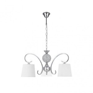 Lampara Bogota 3xe14 Cromo Pantalla Blanca Regx57x57 Cm
