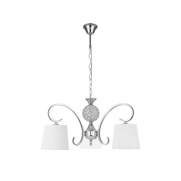 Lampara Bogota 3xe14 Cromo Pantalla Blanca Regx57x57 Cm