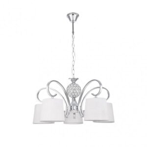 Lampara Bogota 5xe14 Cromo Pantalla Blanca Regx57x57 Cm