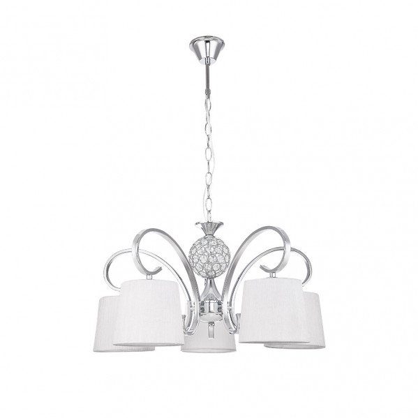 Lampara Bogota 5xe14 Cromo Pantalla Blanca Regx57x57 Cm