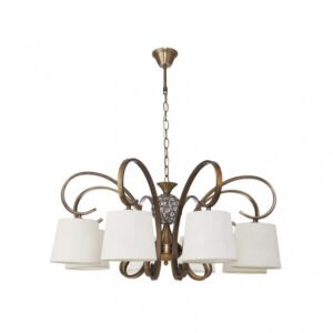 Lampara Bogota 8xe14 Cuero Pantalla Beis Regx75x75 Cm