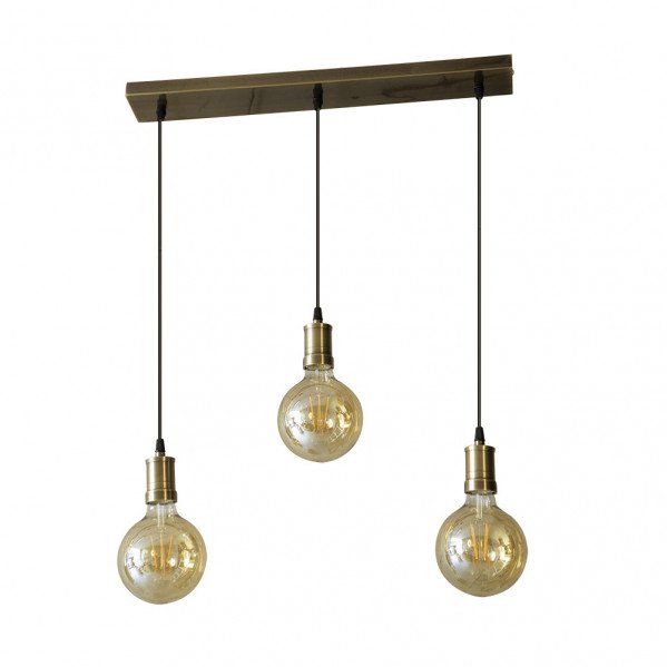 Lampara Celso 3xe27 Cuero/ambar Bombillas Incluidas 24w 2700k 2250lm Regx64x13 Cm