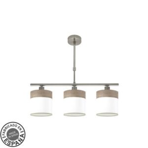 Lampara Cloe 3xe14 Niquel/blanca-madera Gris Regx55x14 cm